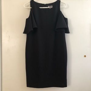 Peekaboo shoulder little black dress